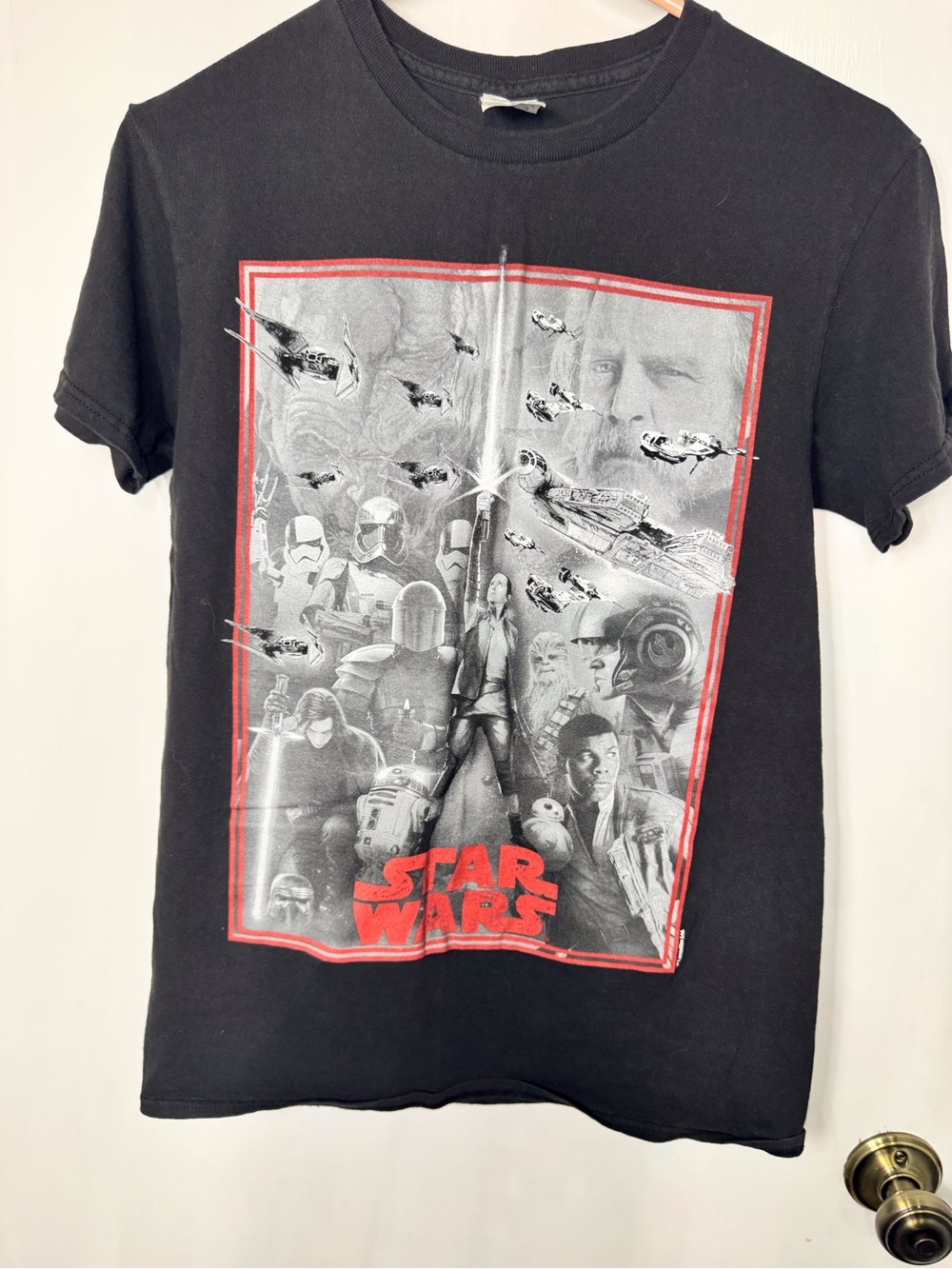 Star Wars Black Graphic Short Sleeve Tee with Red Accents